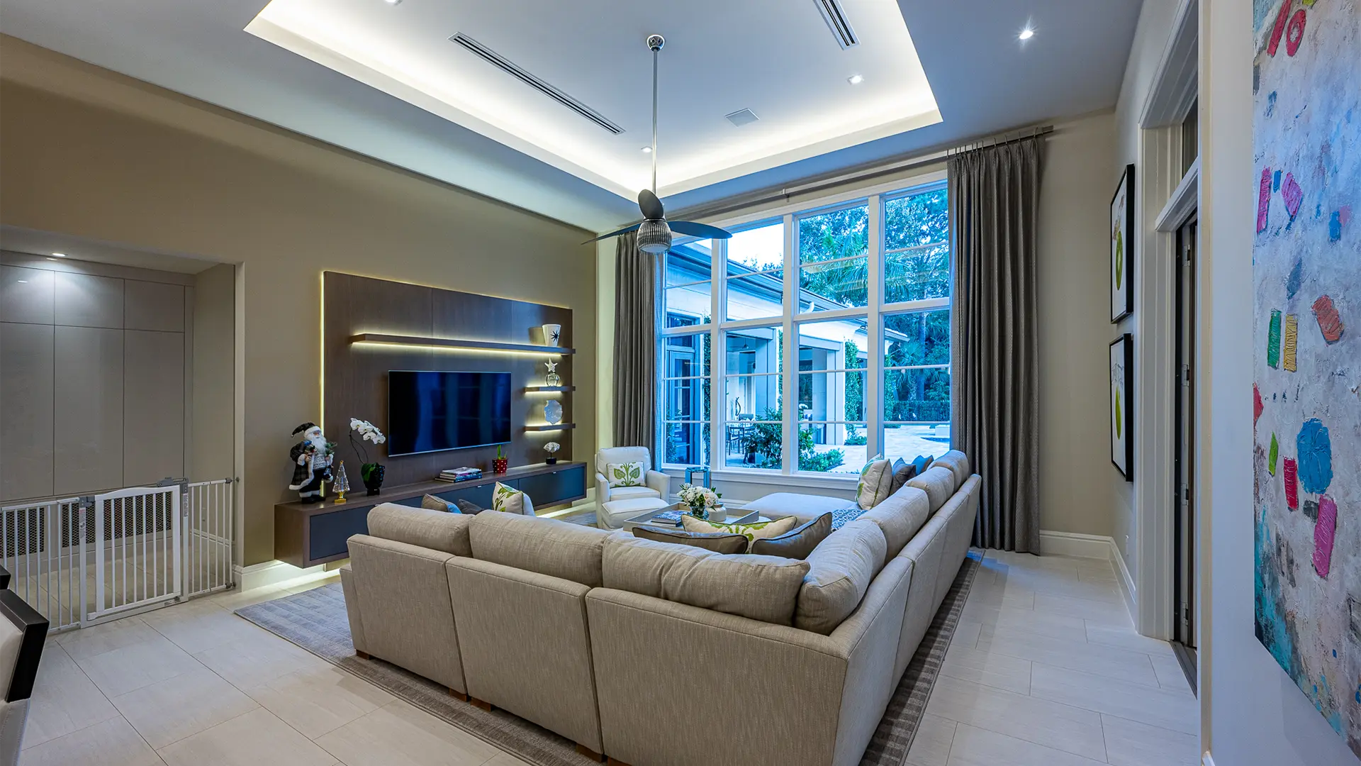 Elegant living room adorned with a large window.
